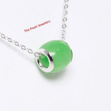 Load image into Gallery viewer, 9210413-Simple-Beautiful-Green-Jade-Drum-Bead-Sterling-Silver