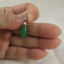 Load image into Gallery viewer, 9210443-Hand-Carved-Green-Jade-Cubic-Zirconia-Sterling-Silver-Pendant