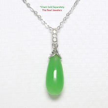 Load image into Gallery viewer, 9210453-Solid-Sterling-Silver-Hand-Carved-Green-Jade-Cubic-Zirconia-Pendant