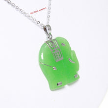 Load image into Gallery viewer, 9210483-Solid-Sterling-Silver-Hand-Carved-Green-Jade-Elephant-Pendant