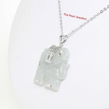 Load image into Gallery viewer, 9210484-Solid-Silver-Hand-Carved-Elephant-Celadon-Green-Jade-Pendant