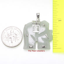 Load image into Gallery viewer, 9210484-Solid-Silver-Hand-Carved-Elephant-Celadon-Green-Jade-Pendant