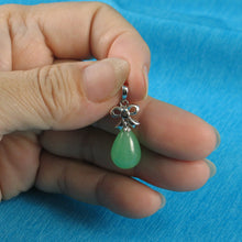 Load image into Gallery viewer, 9210513-Sterling-Silver-Ribbon-Bale-Raindrop-Green-Jade-Pendant