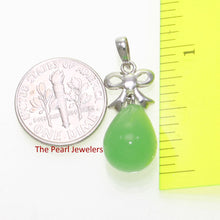 Load image into Gallery viewer, 9210513-Sterling-Silver-Ribbon-Bale-Raindrop-Green-Jade-Pendant