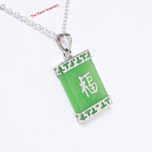 Load image into Gallery viewer, 9210563-Solid-Sterling-Silver-Good-Fortune-Green-Jade-Pendant-Necklace