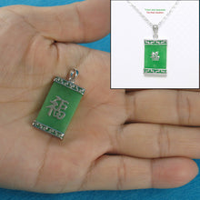 Load image into Gallery viewer, 9210573-Green-Jade-Oriental-Good-Fortunes-Solid-Sterling-Silver-Pendant