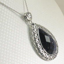 Load image into Gallery viewer, 9210601-Faceted-Pear-Cut-Blue-Sandstone-Solid-Sterling-Silver-Pendant