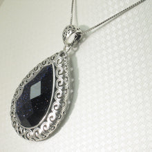 Load image into Gallery viewer, 9210601-Faceted-Pear-Cut-Blue-Sandstone-Solid-Sterling-Silver-Pendant