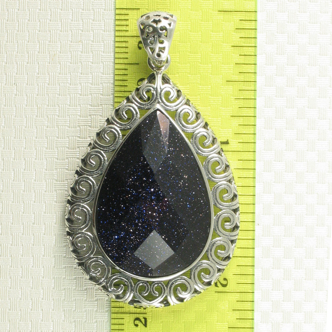 9210601-Faceted-Pear-Cut-Blue-Sandstone-Solid-Sterling-Silver-Pendant