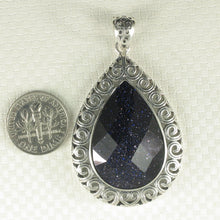 Load image into Gallery viewer, 9210601-Faceted-Pear-Cut-Blue-Sandstone-Solid-Sterling-Silver-Pendant