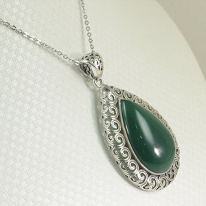 9210603-Solid-Sterling-Silver-Cabochon-Pear-Shaped-Green-Agate-Pendant