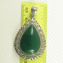 Load image into Gallery viewer, 9210603-Solid-Sterling-Silver-Cabochon-Pear-Shaped-Green-Agate-Pendant