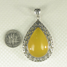 Load image into Gallery viewer, 9210604-Solid-Sterling-Silver-Cabochon-Pear-Yellow-Agate-Pendant-Necklace