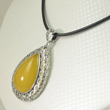 Load image into Gallery viewer, 9210604-Solid-Sterling-Silver-Cabochon-Pear-Yellow-Agate-Pendant-Necklace