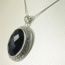 Load image into Gallery viewer, 9210611-Faceted-Cut-Oval-Blue-Sandstone-Solid-Sterling-Silver-Pendant