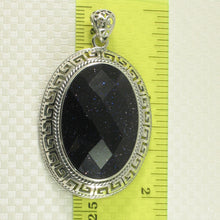 Load image into Gallery viewer, 9210611-Faceted-Cut-Oval-Blue-Sandstone-Solid-Sterling-Silver-Pendant