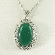 Load image into Gallery viewer, 9210613-Cabochon-Oval-Green-Agate-Solid-Sterling-Silver-Pendant