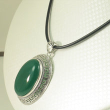 Load image into Gallery viewer, 9210613-Cabochon-Oval-Green-Agate-Solid-Sterling-Silver-Pendant