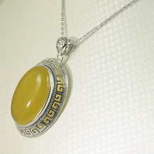 Load image into Gallery viewer, 9210614-Cabochon-Oval-Yellow-Agate-Solid-Sterling-Silver-Pendant-Necklace