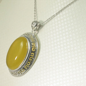 9210614-Cabochon-Oval-Yellow-Agate-Solid-Sterling-Silver-Pendant-Necklace