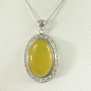 9210614-Cabochon-Oval-Yellow-Agate-Solid-Sterling-Silver-Pendant-Necklace