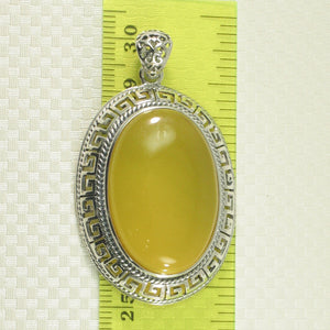 9210614-Cabochon-Oval-Yellow-Agate-Solid-Sterling-Silver-Pendant-Necklace