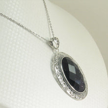 Load image into Gallery viewer, 9210621-Solid-Sterling-Silver-Faceted-Cut-Oval-Blue-Sandstone-Pendant