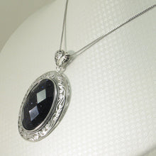 Load image into Gallery viewer, 9210621-Solid-Sterling-Silver-Faceted-Cut-Oval-Blue-Sandstone-Pendant