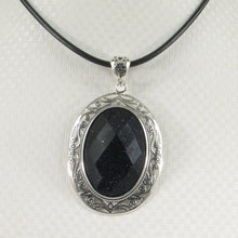 Load image into Gallery viewer, 9210621-Solid-Sterling-Silver-Faceted-Cut-Oval-Blue-Sandstone-Pendant