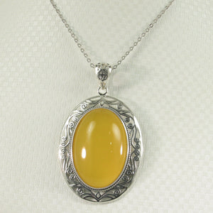 9210624-Solid-Sterling-Silver-Cabochon-Oval-Yellow-Agate-Pendant