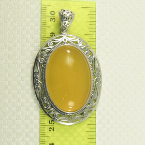 9210624-Solid-Sterling-Silver-Cabochon-Oval-Yellow-Agate-Pendant