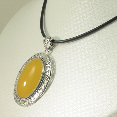 9210624-Solid-Sterling-Silver-Cabochon-Oval-Yellow-Agate-Pendant