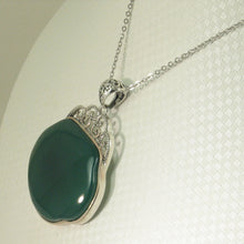 Load image into Gallery viewer, 9210633-Solid-Sterling-Silver-Lucky-Lock-Green-Agate-Pendant