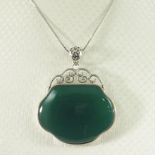 Load image into Gallery viewer, 9210633-Solid-Sterling-Silver-Lucky-Lock-Green-Agate-Pendant