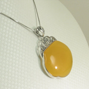 9210634-Solid-Sterling-Silver-Lucky-Lock-Yellow-Agate-Pendant-Necklace