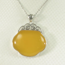 Load image into Gallery viewer, 9210634-Solid-Sterling-Silver-Lucky-Lock-Yellow-Agate-Pendant-Necklace