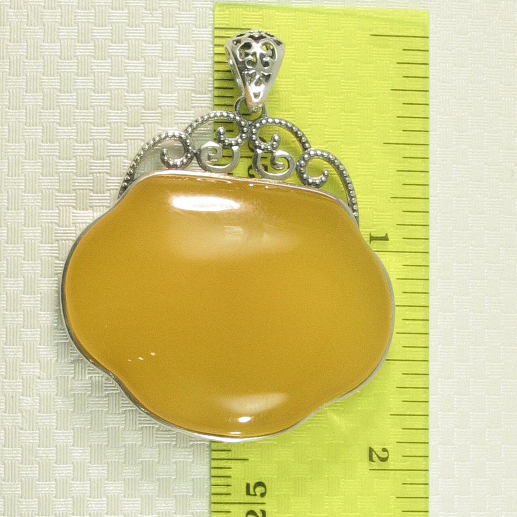 9210634-Solid-Sterling-Silver-Lucky-Lock-Yellow-Agate-Pendant-Necklace