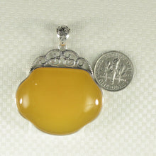 Load image into Gallery viewer, 9210634-Solid-Sterling-Silver-Lucky-Lock-Yellow-Agate-Pendant-Necklace