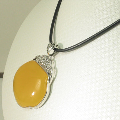 9210634-Solid-Sterling-Silver-Lucky-Lock-Yellow-Agate-Pendant-Necklace