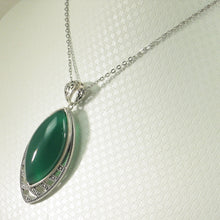 Load image into Gallery viewer, 9210643-Solid-Sterling-Silver-Marquise-Cut-Green-Agate-Pendant