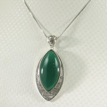 Load image into Gallery viewer, 9210643-Solid-Sterling-Silver-Marquise-Cut-Green-Agate-Pendant