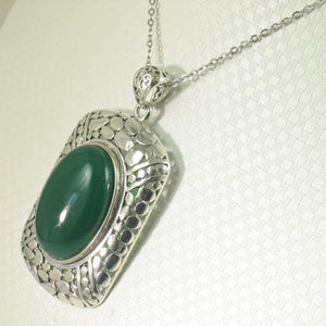 9210653-Solid-Sterling-Silver-Faceted-Oval-Green-Agate-Pendant-Necklace