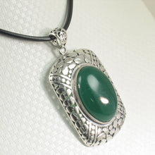 Load image into Gallery viewer, 9210653-Solid-Sterling-Silver-Faceted-Oval-Green-Agate-Pendant-Necklace