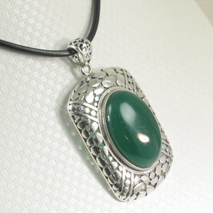 9210653-Solid-Sterling-Silver-Faceted-Oval-Green-Agate-Pendant-Necklace