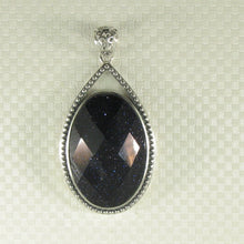 Load image into Gallery viewer, 9210661-Faceted-Oval-Blue-Sandstone-Solid-Sterling-Silver-Pendant