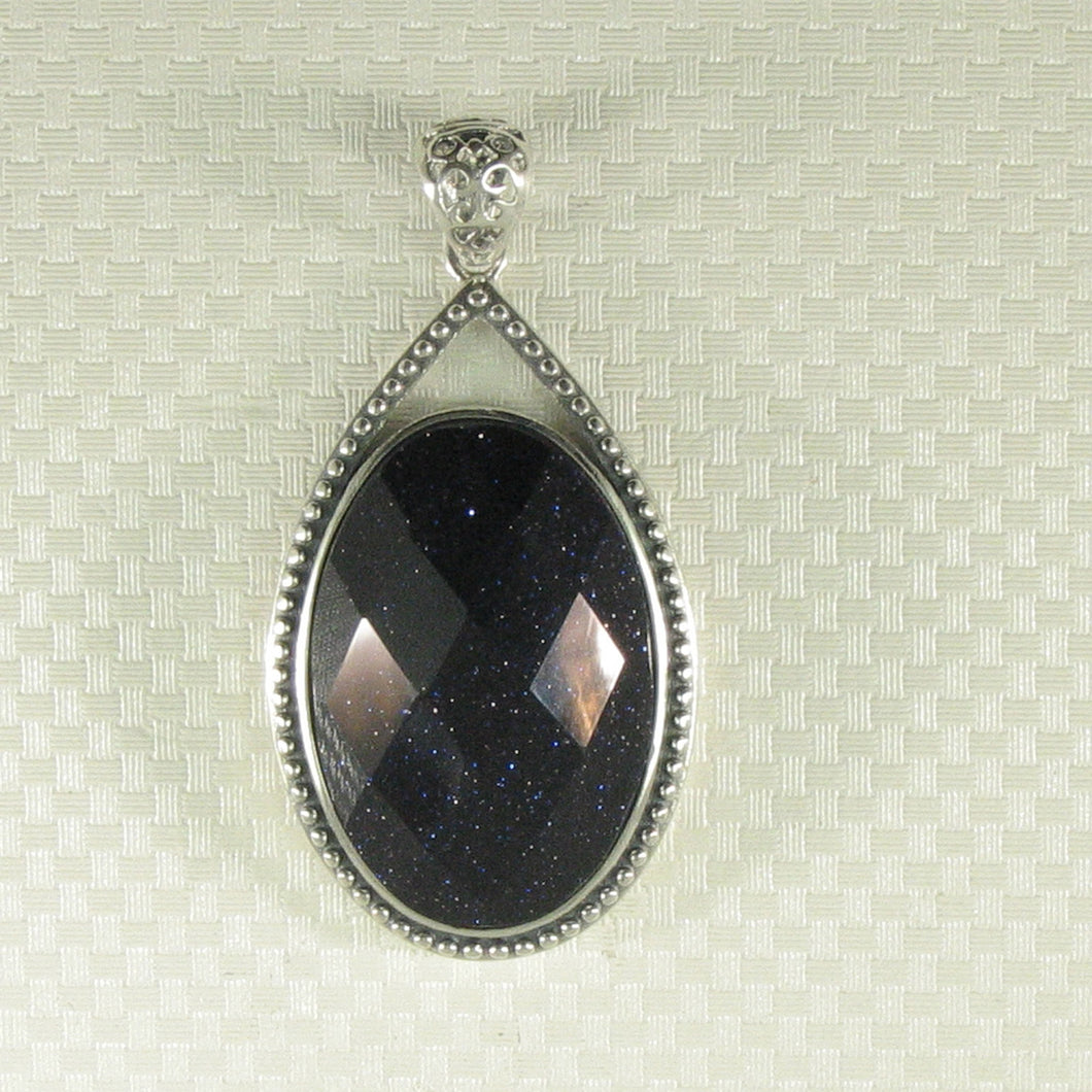 9210661-Faceted-Oval-Blue-Sandstone-Solid-Sterling-Silver-Pendant