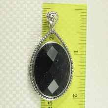 Load image into Gallery viewer, 9210661-Faceted-Oval-Blue-Sandstone-Solid-Sterling-Silver-Pendant