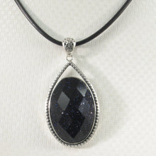 Load image into Gallery viewer, 9210661-Faceted-Oval-Blue-Sandstone-Solid-Sterling-Silver-Pendant