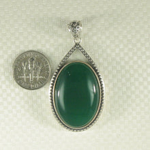 Load image into Gallery viewer, 9210663-Cabochon-Oval-Green-Agate-Solid-Sterling-Silver-Pendant-Necklace