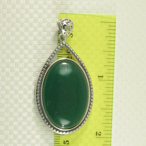 9210663-Cabochon-Oval-Green-Agate-Solid-Sterling-Silver-Pendant-Necklace